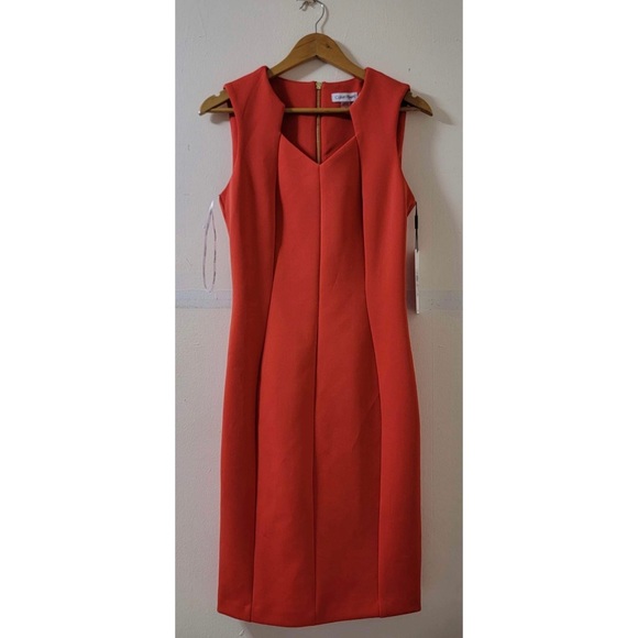 Calvin Klein Dresses & Skirts - NWT Calvin Klein Orange Sleeveless Seamed Fitted Dress 10